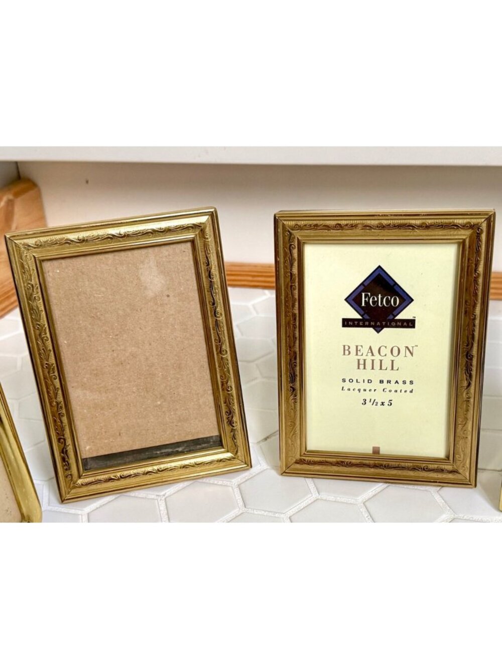 Vintage Fetco Beacon Hill Solid Brass Picture Frames Set of 2 (3.5x5)